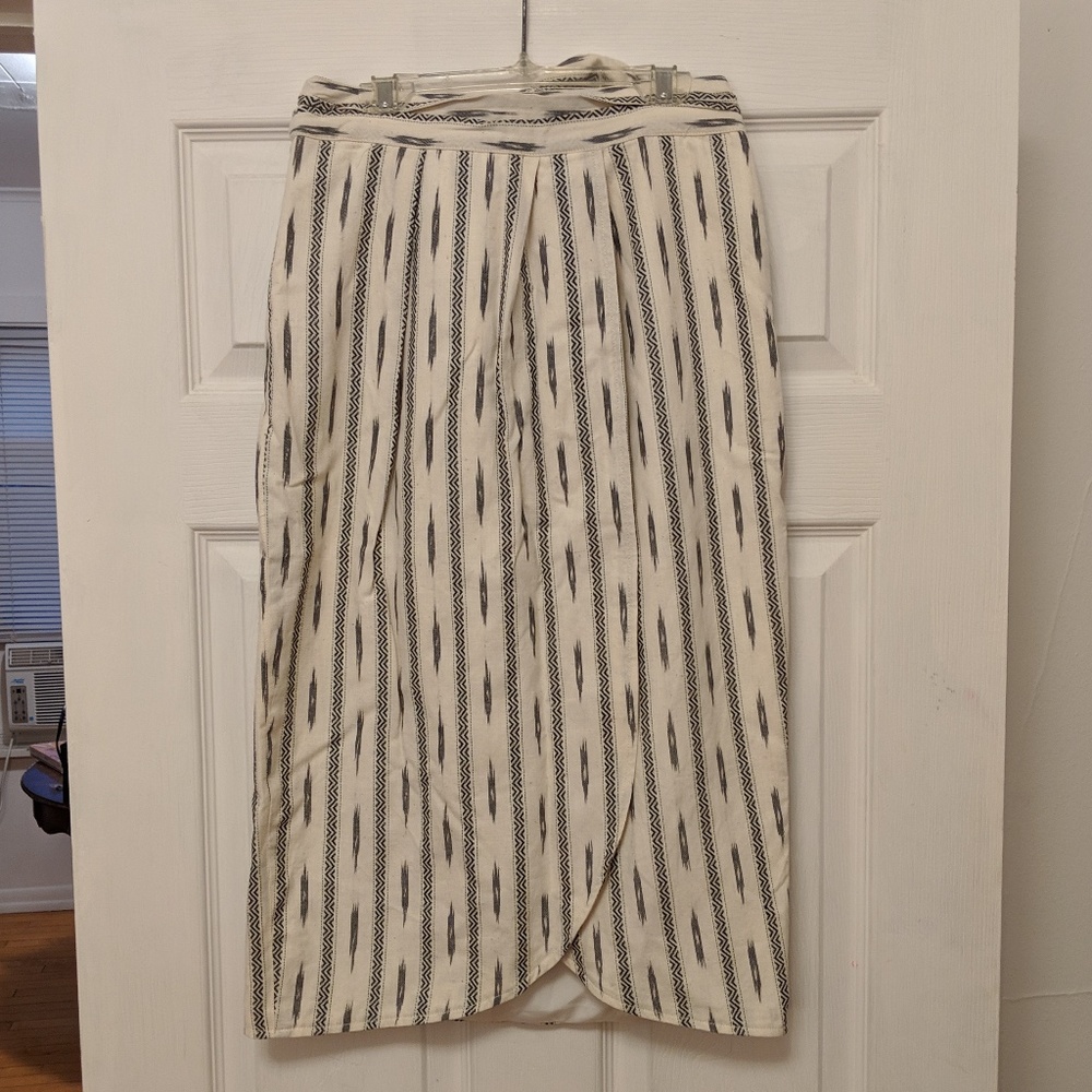 J Crew ikat print midi faux wrap skirt with tie